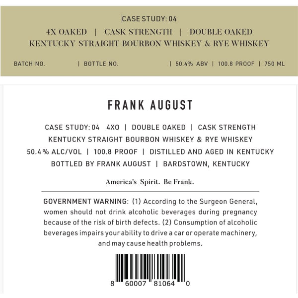 Frank August Case Study: 04 4x Oaked Blended Whiskey