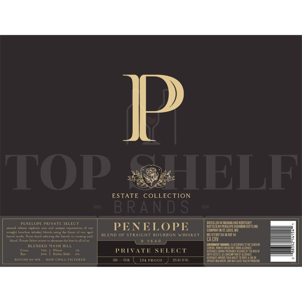 Penelope Estate Collection Private Select 9 Year Old Bourbon