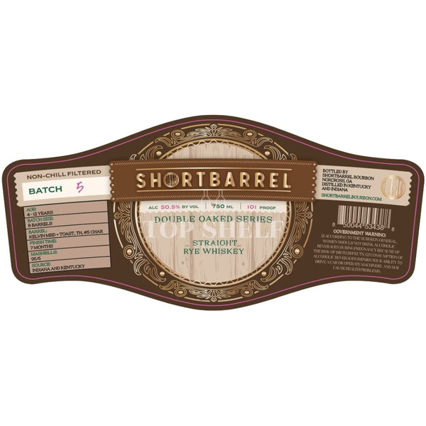 Shortbarrel Double Oaked Series Straight Rye Whiskey