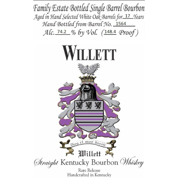 Willet 17 Year Old Single Barrel Bourbon Barrel #1564