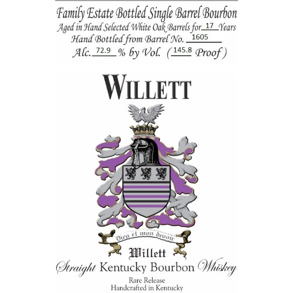 Willet 17 Year Old Single Barrel Bourbon Barrel #1605