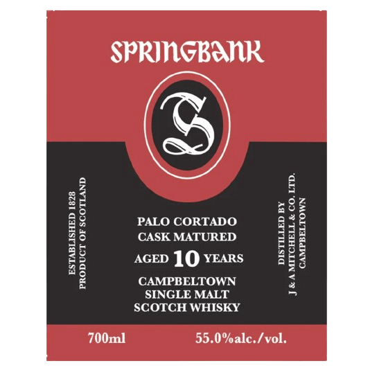 Springbank Palo Cortado Cask Matured 10 Year Old Scotch Whisky