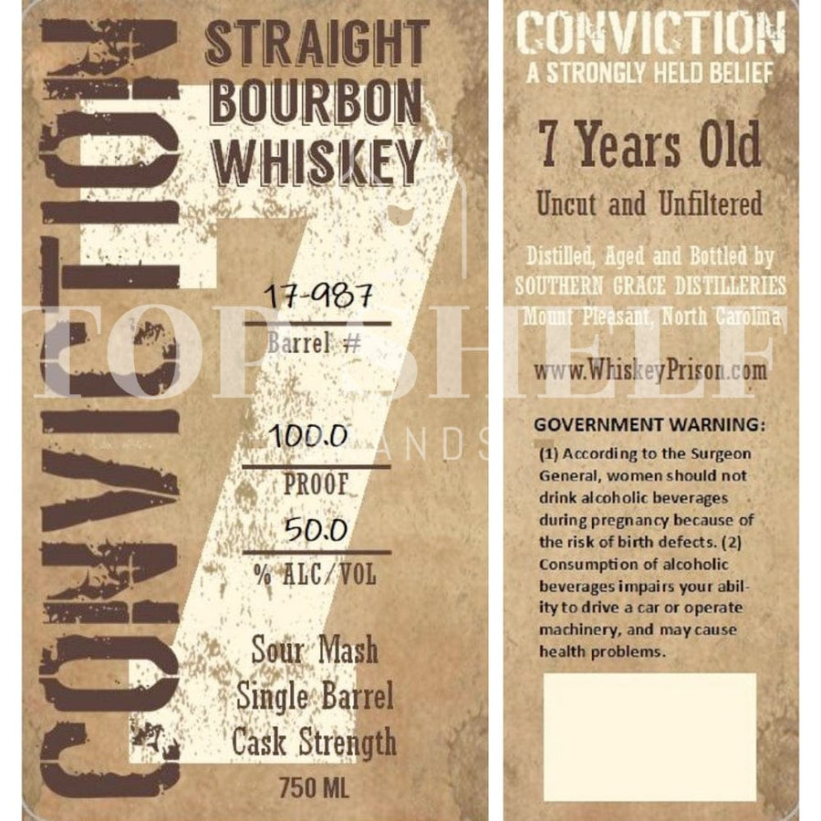 Conviction 7 Year Old Single Barrel Cask Strength Bourbon