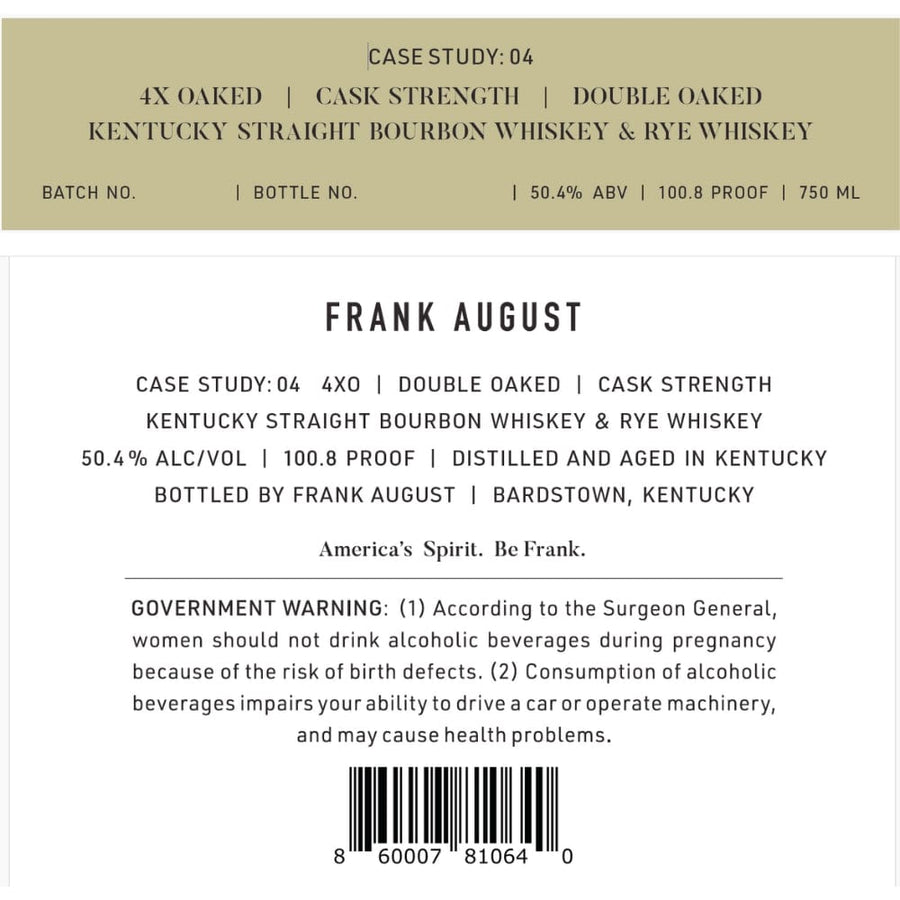 Frank August Case Study: 04 4x Oaked Blended Whiskey