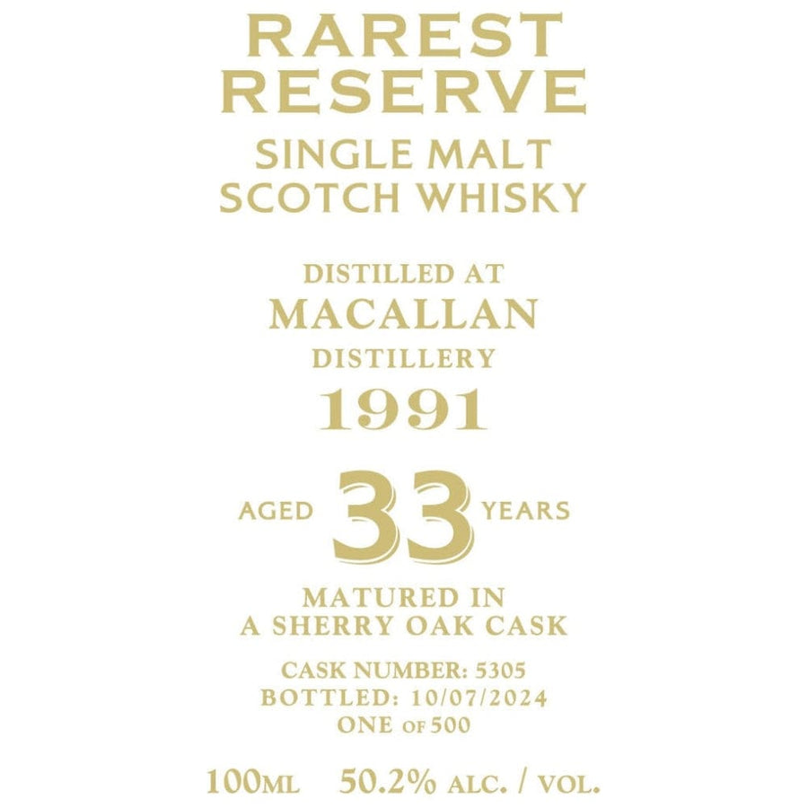 Rarest Reserve 33 Year Old Macallan 1991