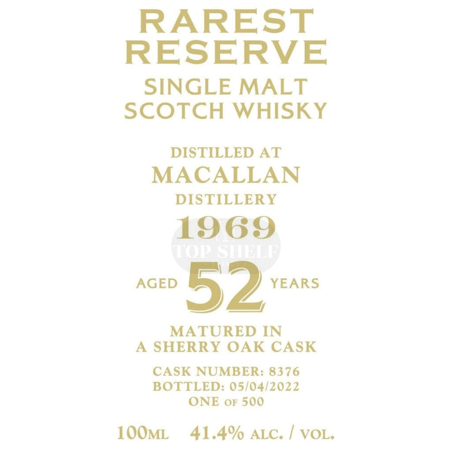 Rarest Reserve 52 Year Old Macallan 1969