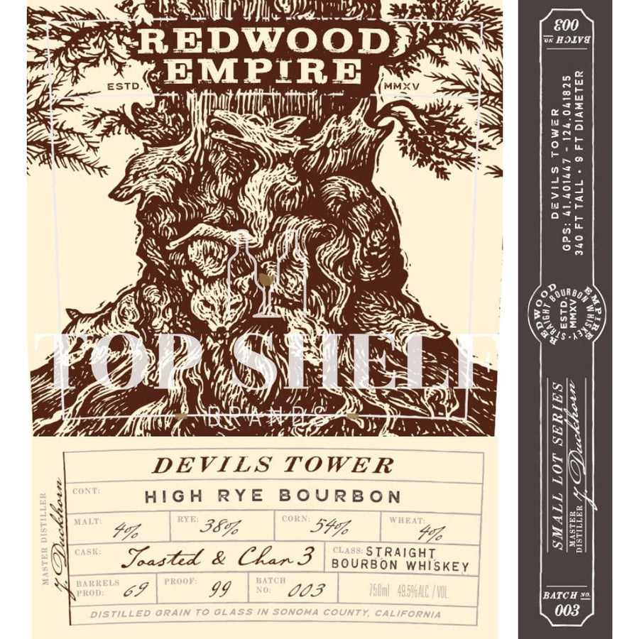 Redwood Empire Devils Tower High Rye Bourbon Batch 003