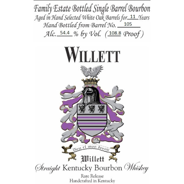 Willet 11 Year Old Single Barrel Bourbon Barrel #105