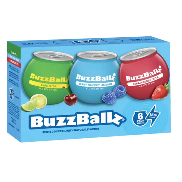 Buzzballz Variety Pack Lime Cherry Strawberry Cocktails 6-Pack