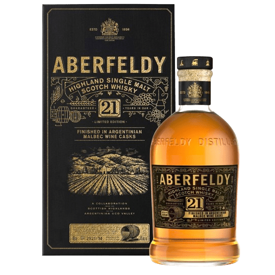 Aberfeldy 21 Year Old Scotch Whisky Finished in Argentinian Malbec Wine Casks