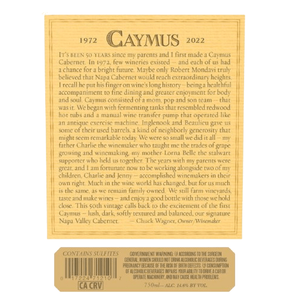 Caymus 50th Anniversary Cabernet Sauvignon Napa Valley 2022