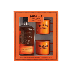 Bulleit Bourbon Whiskey with Two Branded Ceramic Mugs